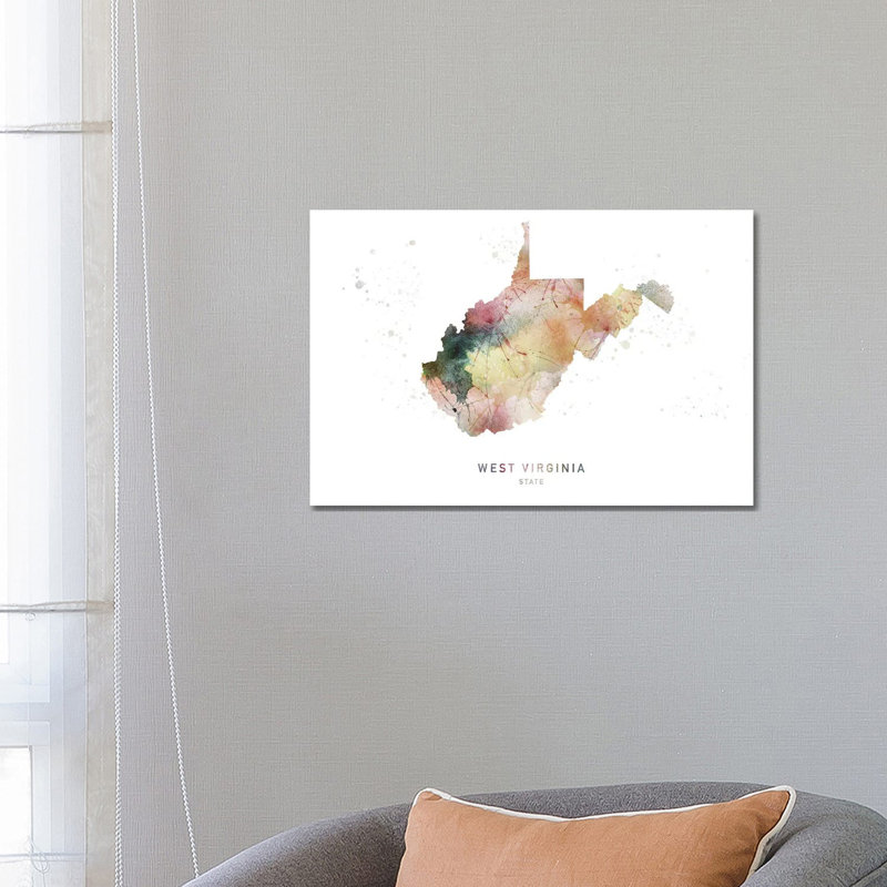 West Virginia State Map - Wrapped Canvas Painting, 66.04 cm H x 45.72 cm W