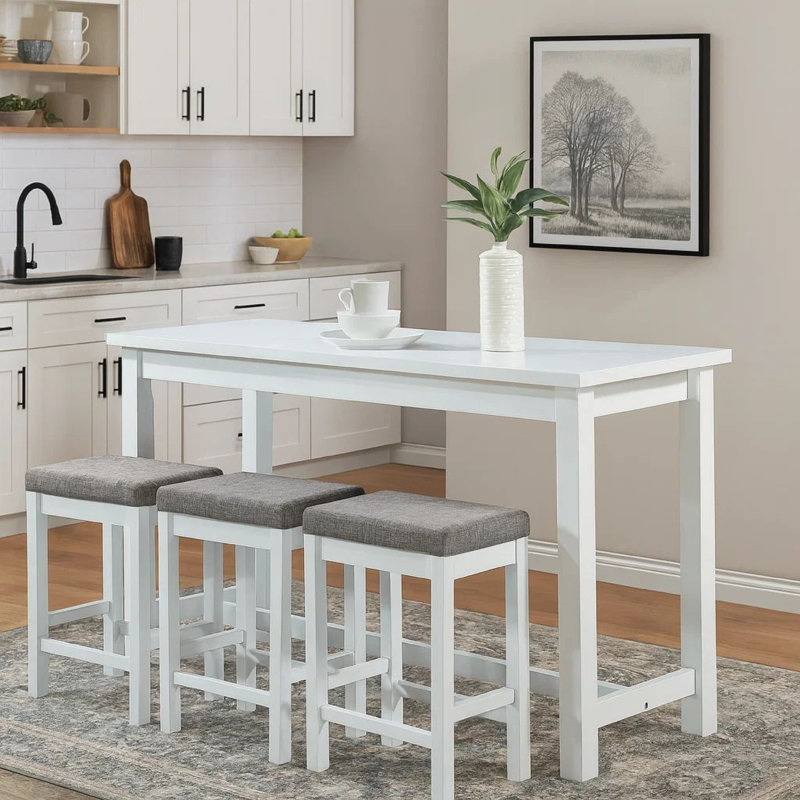 3 - Person Four Leg Dining Set, White
