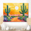 Cactus Landscape At Sunset I - Floral, art mural en métal, impression de cactus floral
