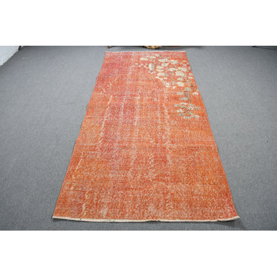 Tapis turc Oushak fait à la main en rouge rétro pour un décor rustique avec des motifs traditionnels de kilim