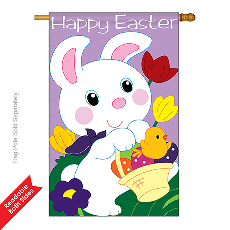 Mélange de polyester 2 côtés 40 x 28 po de lapin spring spring drapeau maison