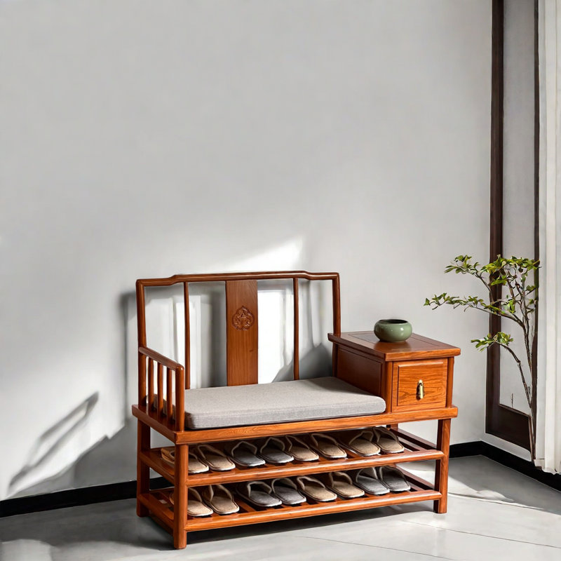 Banc de rangement pour chaussures en bois massif 10 paires