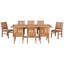 9 Piece Teak Wood Outdoor Patio Dining Set Including Rectangular Extension Table With 8 Abaco Side Chairs
