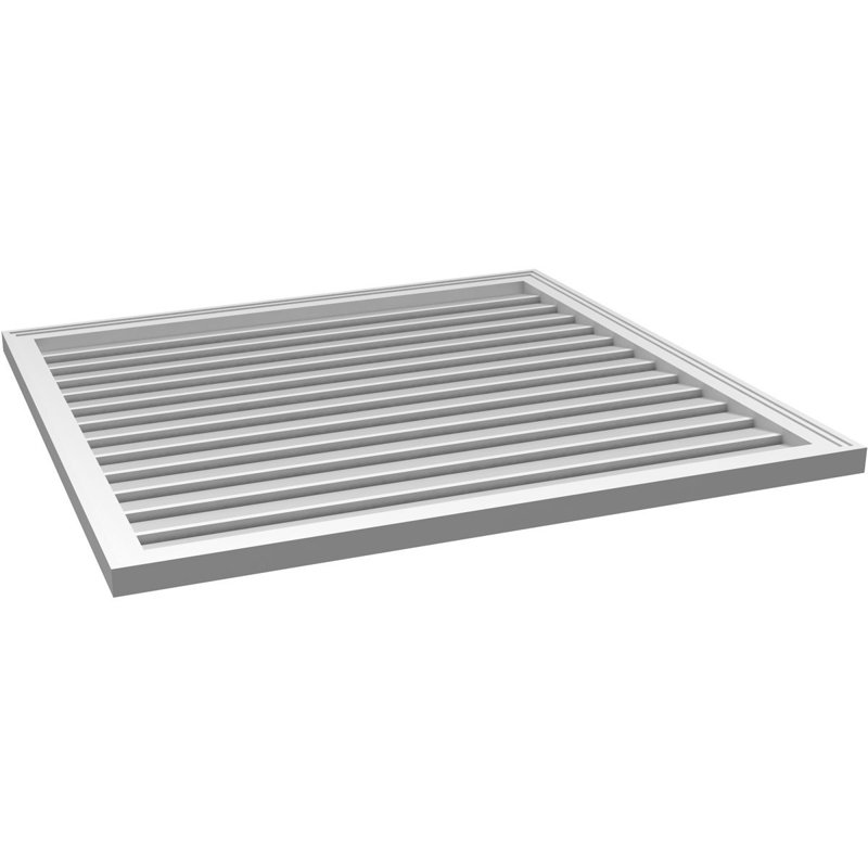 Évent à pignon fonctionnel en uréthane rectangulaire à fixation en surface, brun clair apprêté, H 40 po x l 42 po x P 1,5 po