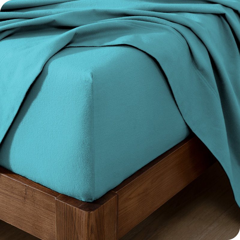 Heather Indigo Cotton Flannel Queen Sheet Set with Pillowcases