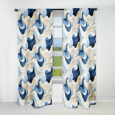 Coastal Minimalism Boho Pattern - Modern Velvet Curtain - Room Darkening - 1 Panel