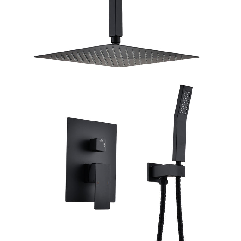 Matte Black Ceiling Mounted Shower - Handheld & 16" Head Corrosion Resistance And High Showering Structure For Consistent Use,