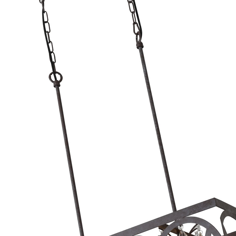 Genevee 6 - Light Lantern Square/Rectangle Pendant with Crystal Accents