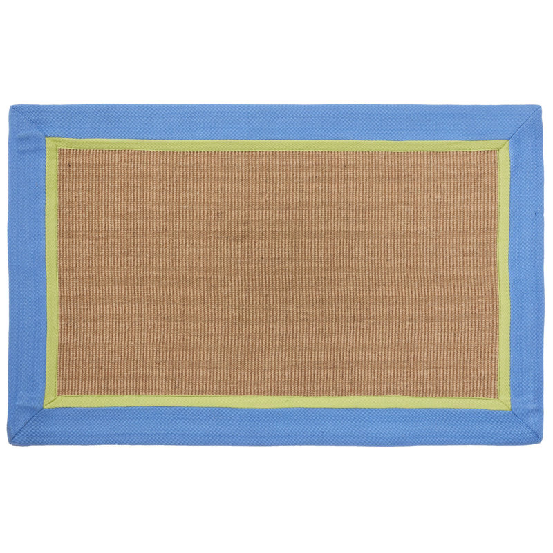 Tapis en jute Bayside, L 22 po x L 34 po, Bleu / Naturel