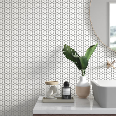 Hudson Penny Round 0.8" x 0.8" Porcelain Mosaic Wall & Floor Tile