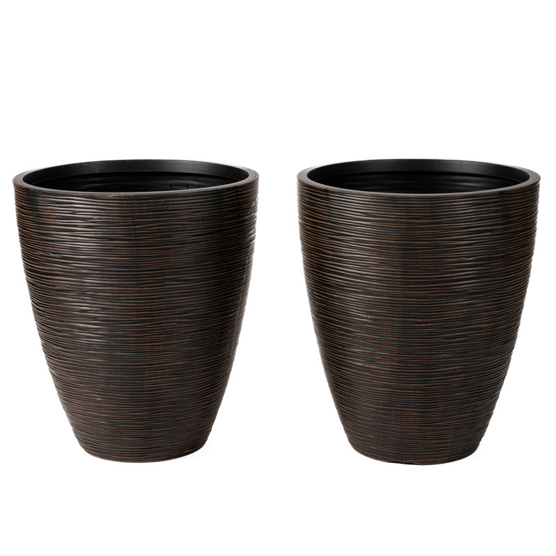 Polyethylene Newport Garden Planter, (2 Pack), Brown