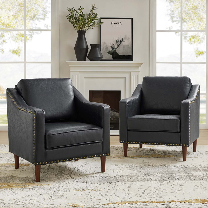 Fauteuil en cuir Almetia, Similicuir noir