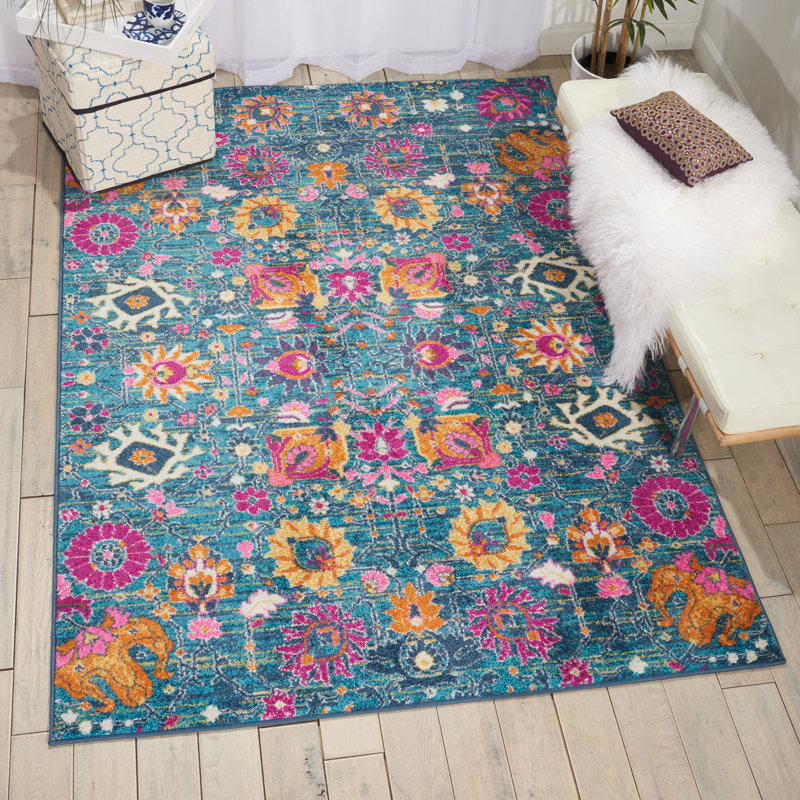 Geomar Floral Area Rug, Rectangle 160 x 221cm