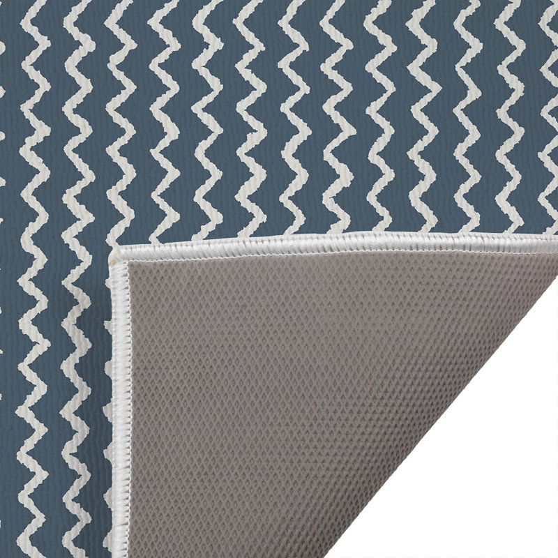 Chevron Wave Outdoor Doormat, Blue, 21" W x 34" L