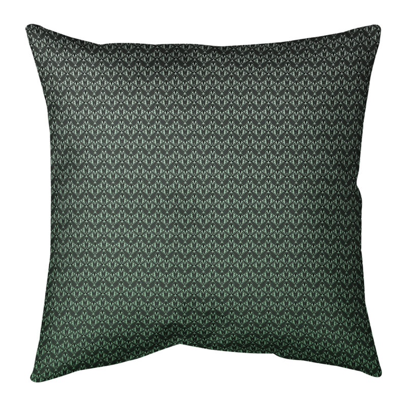 Coussin décoratif art déco Katelyn Elizabeth Ombre, H 26 po x l 26 po, Noir/vert, Bourre en polyester
