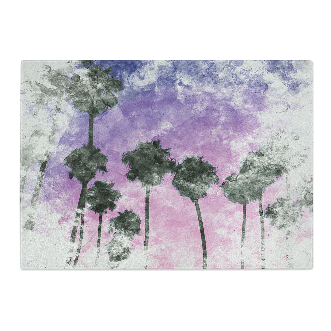 Tempered Glass Palm Trees at Sunset Chopping Board