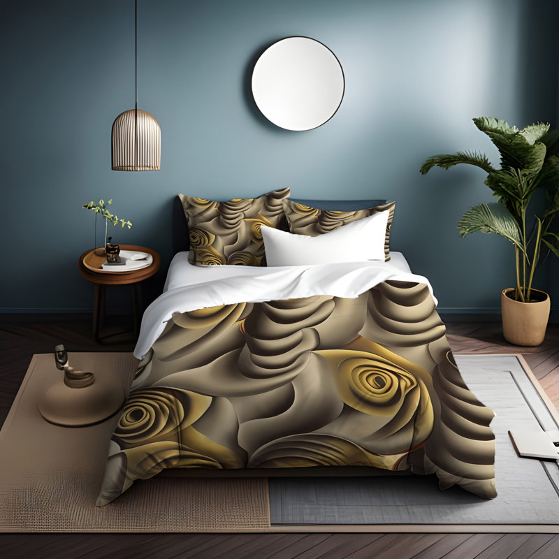 Polyester Floral Duvet Cover, King Duvet Cover + 2 King Shams