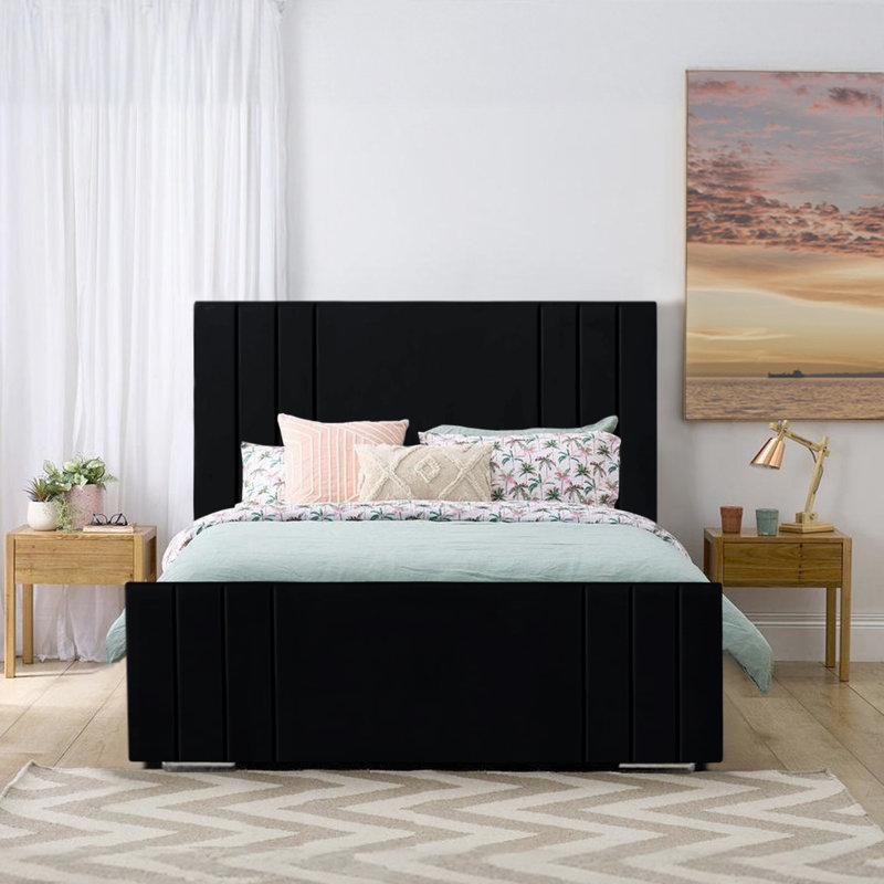 Aalyan Upholstered Bed, Black, 99 x 211 cm