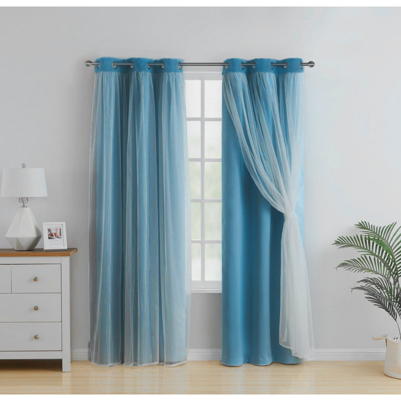 Dammion Blackout Curtain Pair, 52" W x 63" L, Turquoise