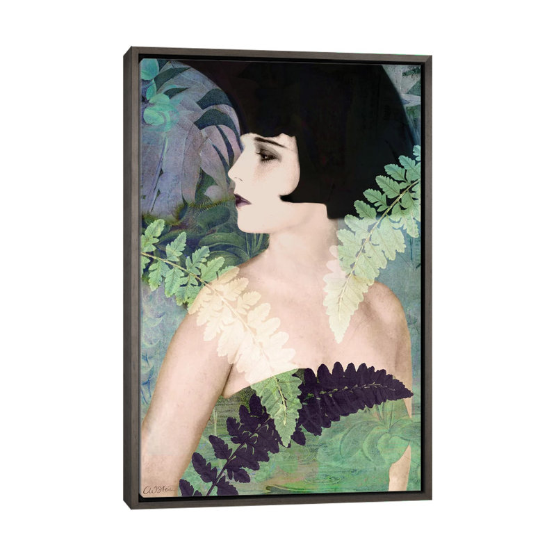 Portrait 14 par Catrin Welz-Stein - impression d'art graphique, Toile encadrée de bois rustique foncé, Pas de tapis