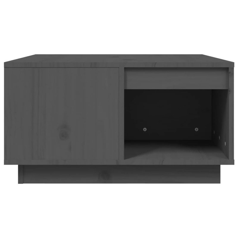 Nyan Solid Wood Floor Shelf Coffee Table with Storage, 32cm H x 60cm W x 61cm D, Grey