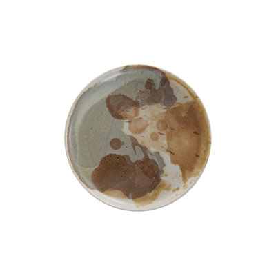 Round Stoneware Plate With Reactive Glaze