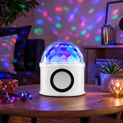 Mini Disco Ball Speaker with USB Power, Wireless Audio Connectivity, and 6 RGB LED Party-Light Modes