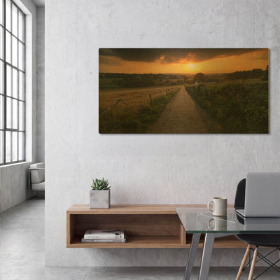 « Road To Sunset Valley » d'Istvan Nagy, tableau mural en métal doré, 122 x 61 cm