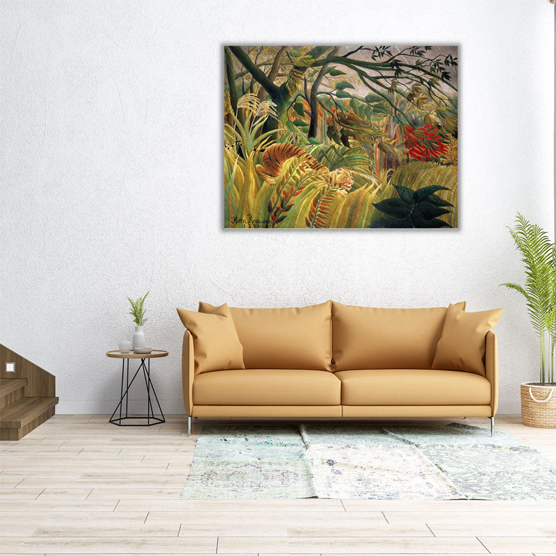 Tigre dans une tempête tropicale, 1891 - reproduction d'art sur toile, H 16 po x l 20 po