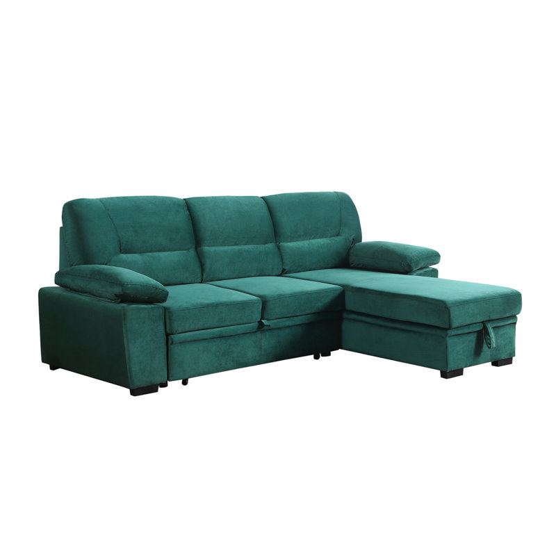 Canapé-lit modulaire réversible en velours, Velours vert