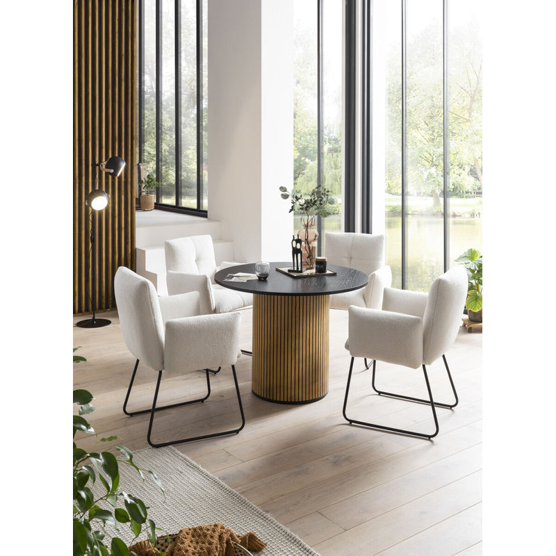 Flitwick Metal Base Dining Table, 75cm H x 120cm L x 120cm W