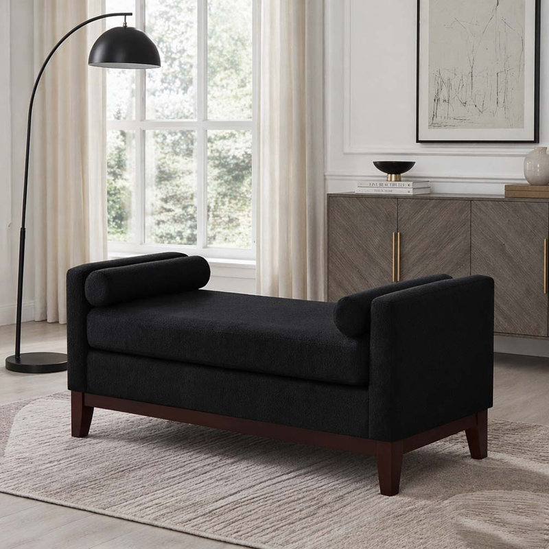 Grand repose-pieds rembourré en tissu avec coussins, Black