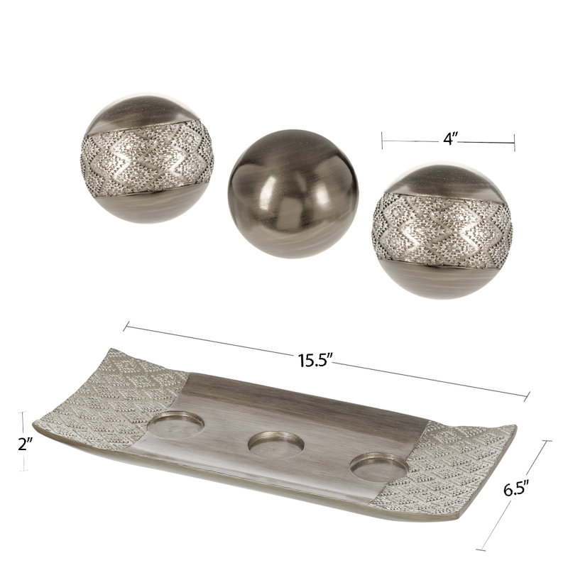 Dublin 4 Piece Coffee Table Tray and Orb Set