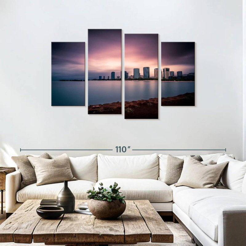 Sireci Honolulu Purple Sunset Skyline, 48" H x 75" W