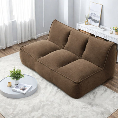 Canapés de compression, canapé nuage en velours côtelé marron de 135 cm, canapé portable moderne pour la maison