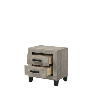 Gray Finish Nightstand With Style And Function - 3/4 Extension Drawers, Stop Included Modern Design 15.33 In. Depth, Practical Stylish