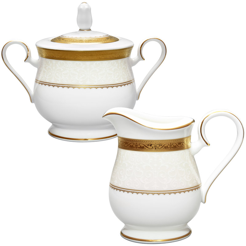 Noritake Odessa Sugar and Creamer Set, Gold