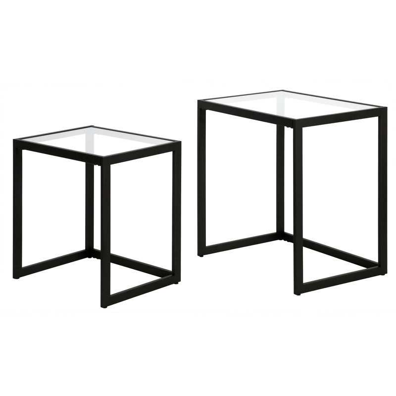 Glass Top Frame Nesting Tables, Black