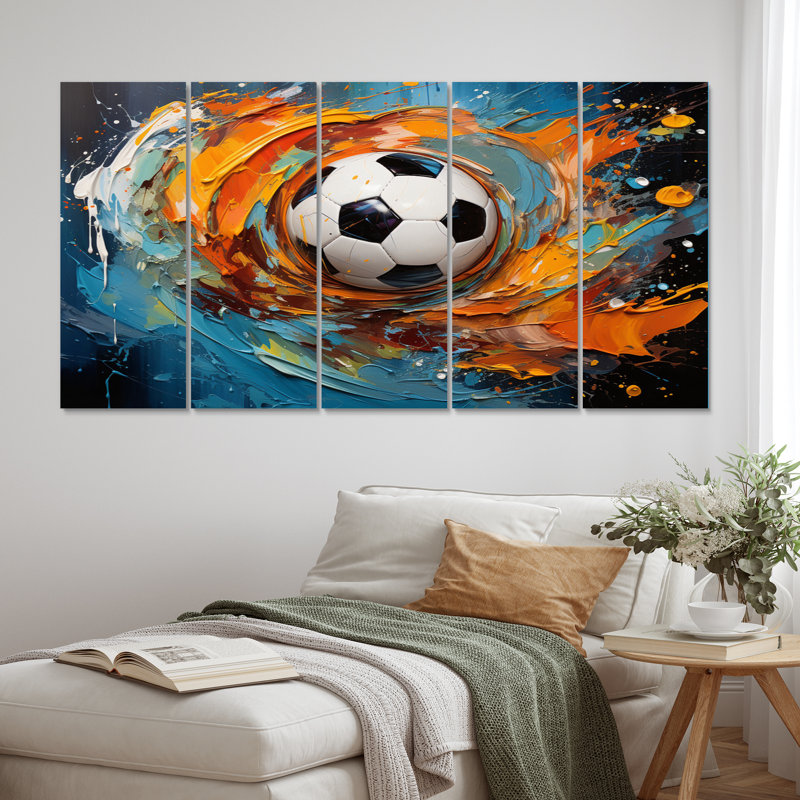 Soccer Ball Kaleidoscope I - 5 pièces sur toile tendue