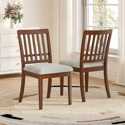 Chaises de salle à manger 2 pièces scandinaves modernes, dossier en bois courbé avec siège en tissu gris, finition pour la salle à manger et un appartement, facile à assembler - Brun clair - Brun