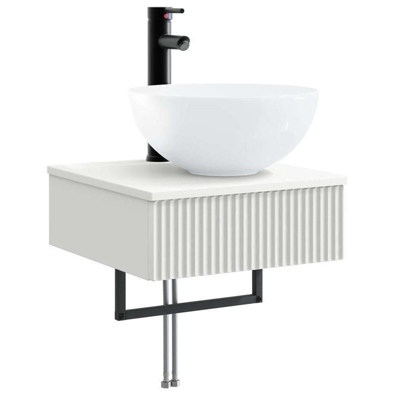 Single Bathroom Vanity with Ceramic Basin, White