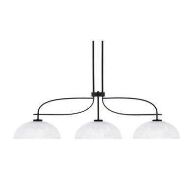 Barre d'éclairage 3 lumières Monterey en noir mat et finition en métal d'aspect bois patiné peint avec verre côtelé transparent de 13 po