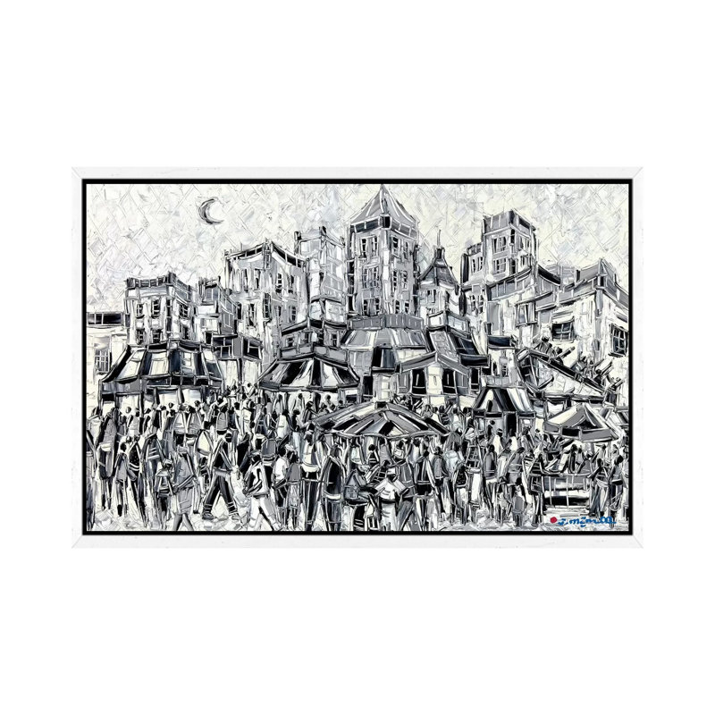 Amusement City 1 Piece Painting on Canvas, 45.72cm H x 66.04cm W x 3.81cm D, White Framed