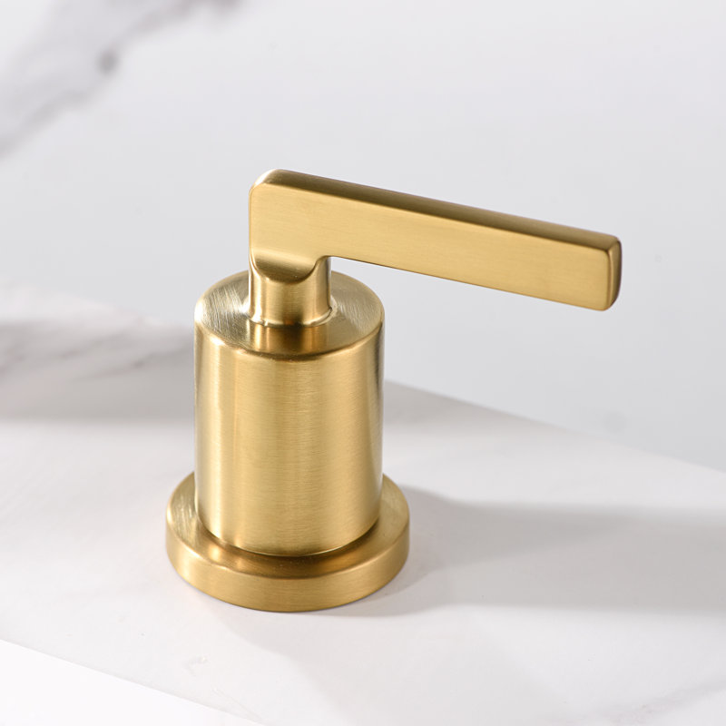Raiden 8 in. Widespread 2-Handle Bathroom Vanity Sink Faucet with Metal Pop-Up Drain, Brushed Gold