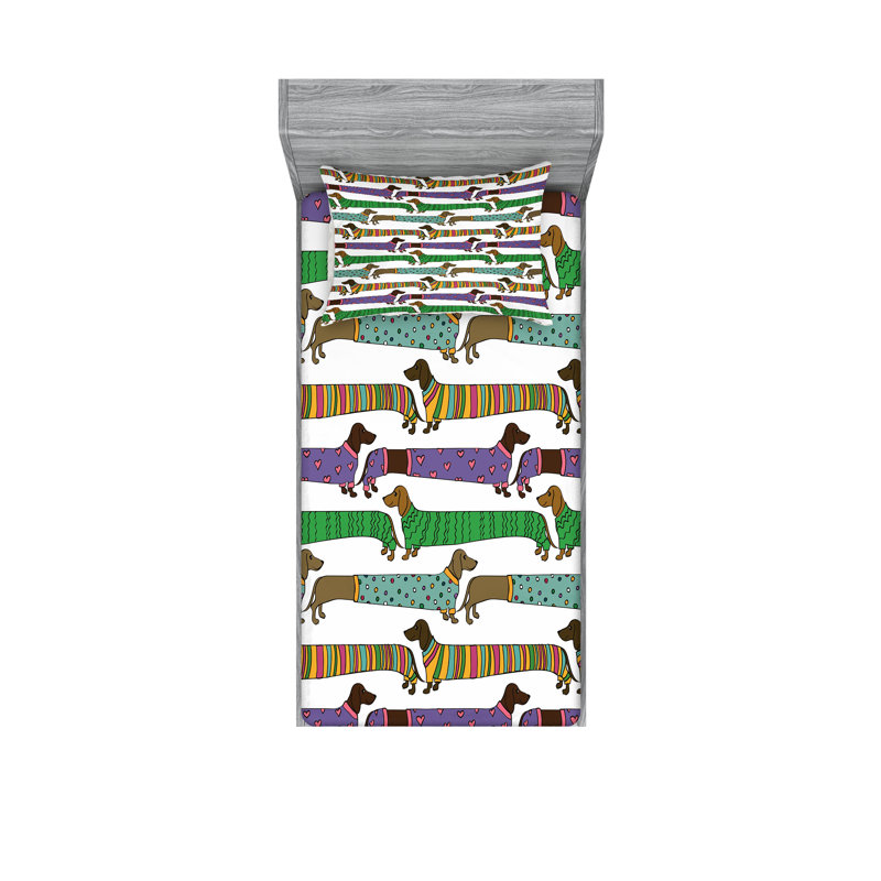 Multicolore drap-housse et coussin décoratif vert olive Ambesonne, Ensemble de draps-housses pour lit simple TG + 4 t