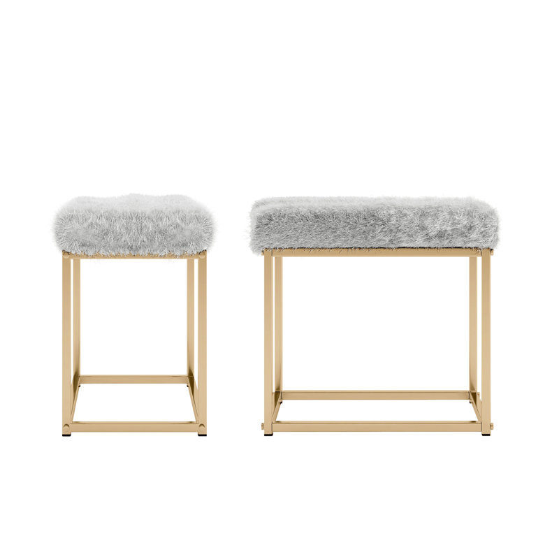 Ensemble de coiffeuse avec tabouret Kayli , Champagne