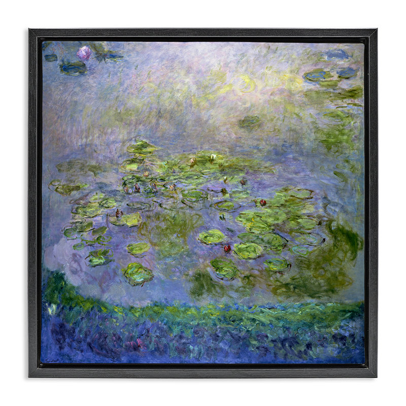 Art mural classique sur toile flottante encadrée Monet Nympheas par one1000paintings, Cadre flottant noir de jais