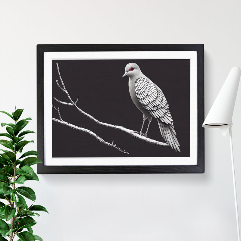 Alluring Dove Bird - Single Picture Frame Print, Black, 46cm H x 64cm W x 2cm D