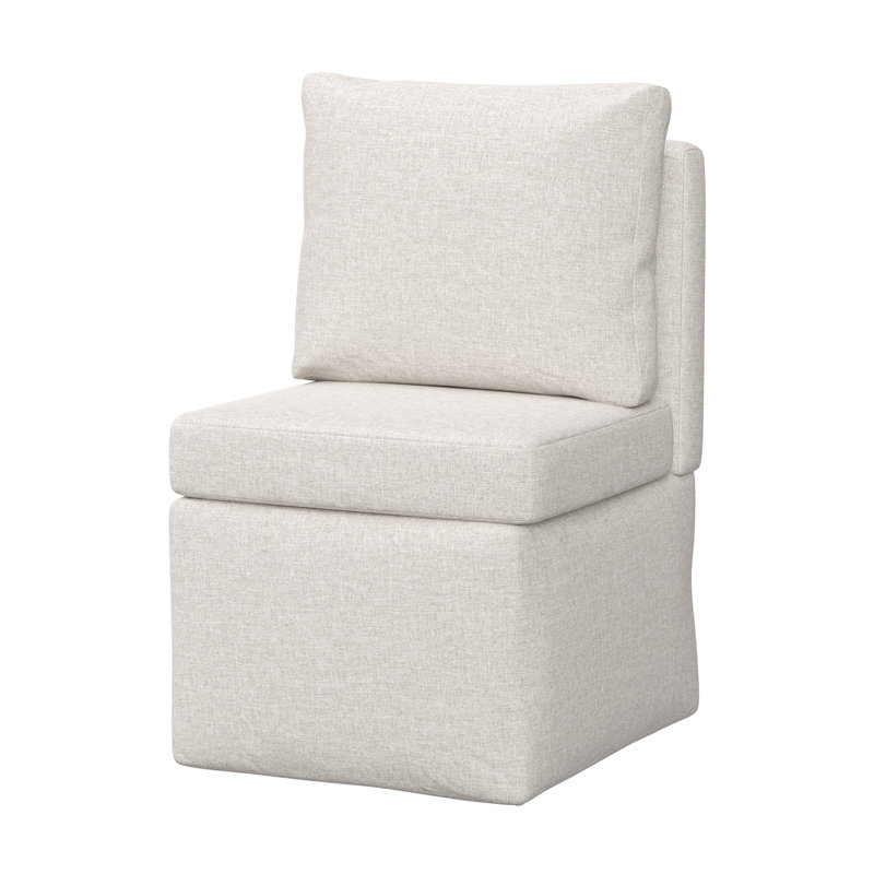 Méridienne sans accoudoirs, fauteuil d'appoint rembourré en velours côtelé doux avec coussin éponge haute densité, siège de canapé simple confortable pour la chambre à coucher du salon, aucun assemblage requis