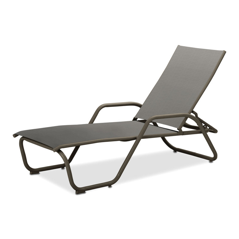 Outdoor Rust-Resistant Metal Chaise Lounge, Alloy Sunbrella®, Textured Beachwood